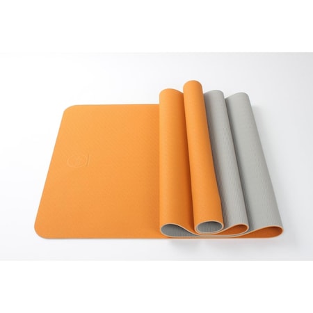Maji Sports 2 Tone TPE Premium Yoga Mat  Orange/Gray 1760Orange-Gray-MAJ